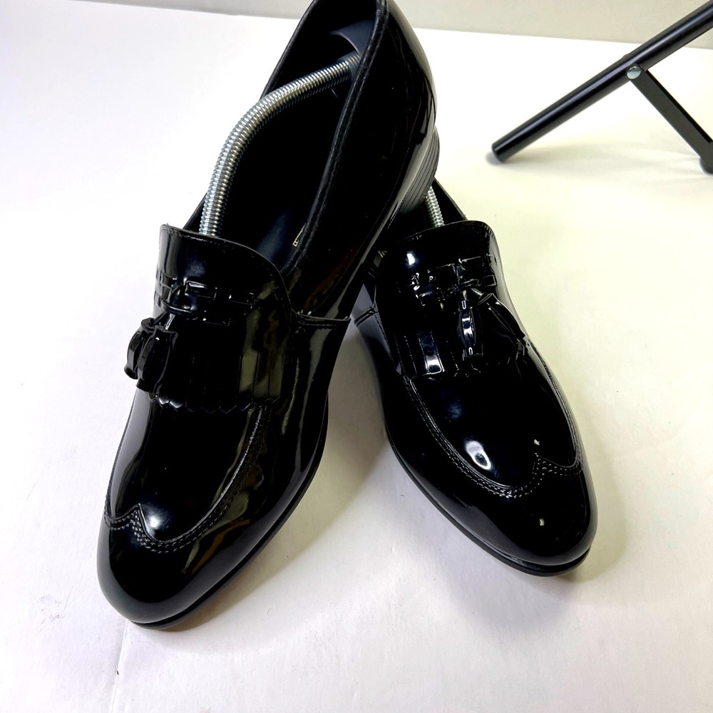 Barclay Men 11.5 M Black Patent Faux Leather Kilte Tassel Formal Shoes Prom